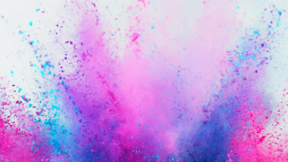 Super Slowmotion Shot of Color Powder Explosion Isolated on White Background