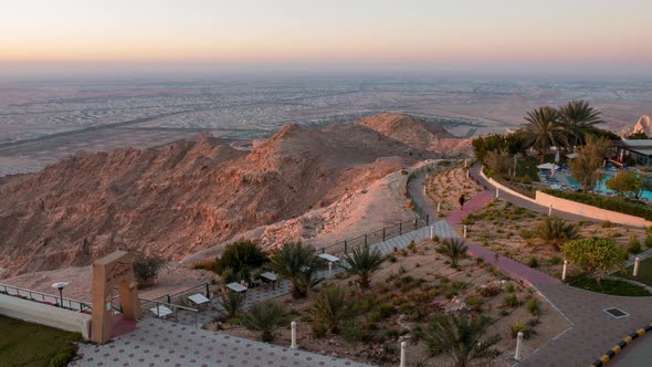 Jebel Hafeet Al Ain Skyline Sunset Timelapse