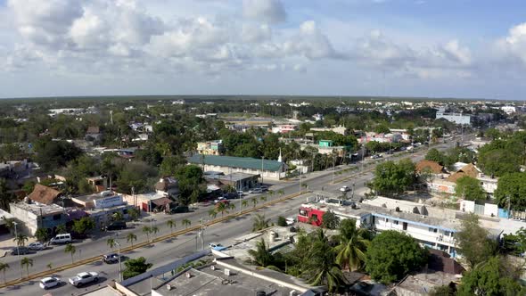 Aerial View of the Tulum Town From Above