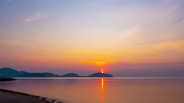 Time Lapse nature colorful pastel clouds Beautiful Light Sunrise or sunset sky clouds over sea.