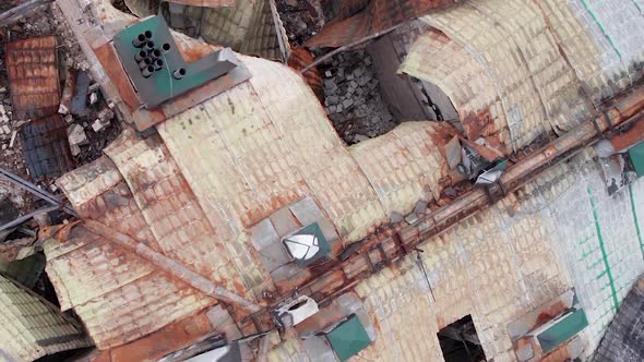 Vertical Video of a Damaged House During the War in Ukraine