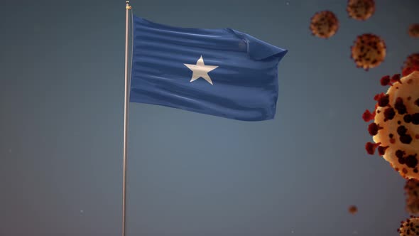 Somalia Flag With Corona Virus Attack 4K