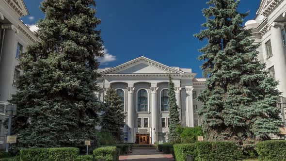 Front View of National Kharkiv University of Radioelectronics Timelapse Hyperlapse Kharkiv Ukraine