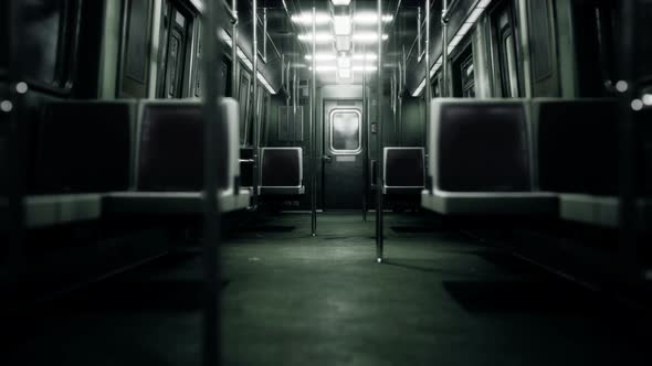 Inside of New York Subway Empty Car