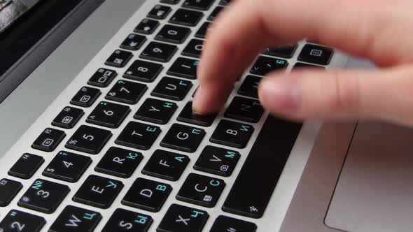 Hands of an Office Worker Typing on Keyboard, Top View