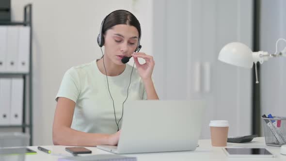 Call Center Woman Talking with Customer on Video Chat