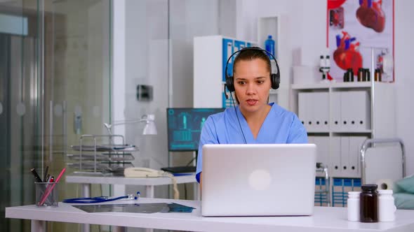 Assistant Offering Medical Services Using Headphone Answering Calls