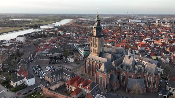 Zutphen and the River Ijsel Train Station Stores and Buildings Church Old Historic City Center in