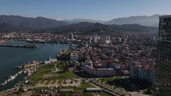 Stunning View of Batumi Black Sea and the Mountains Cityscape Georgia