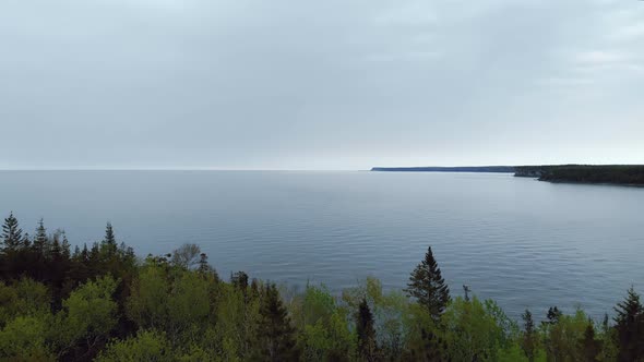 Tree line and Lake Huron at Bruce Peninsula, Canada