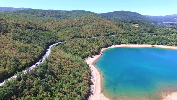 Aerial view of highway along croatian coast