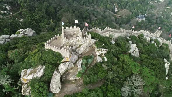 Aerial View of Moorish Castle Sintra Portugal