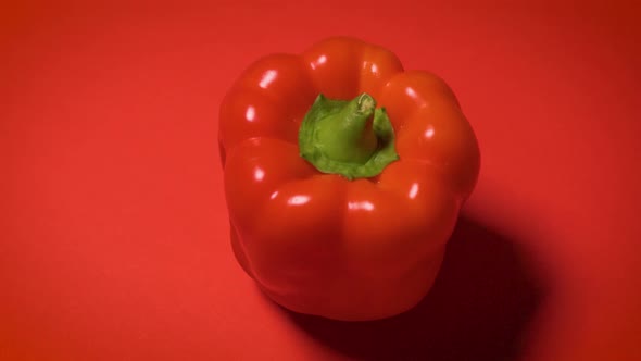 Juicy Shiny Bell Pepper on a Red Background