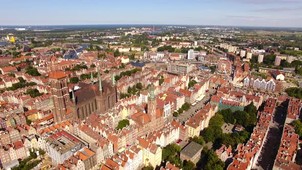 Aerial view of the old town of Gdansk, Poland