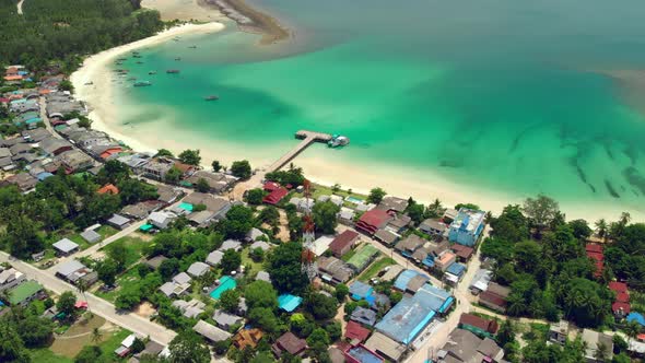 Aerial View of Chalok Lam Beach at Koh Phangan Island in Thailand