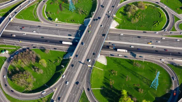 Freeway Intersection Traffic Trails in Moscow