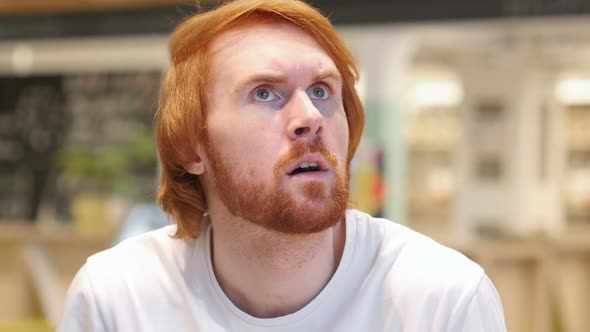 Frightened Redhead Beard Man Feeling Scary and Confused