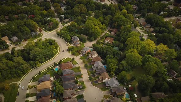 Cinematic drone shot of a beautiful residential community.
