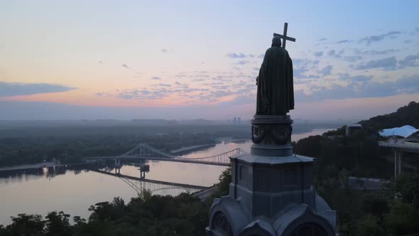 Monument To Vladimir the Great at Dawn in the Morning, Kyiv, Ukraine