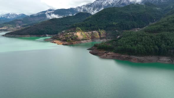 Mountain river texture Aerial View 4 K Alanya Turkey