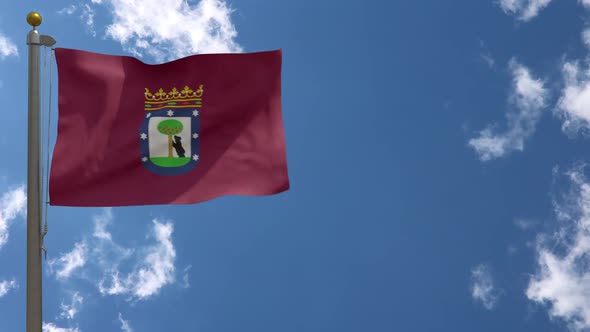 Madrid City Flag (Spain) On Flagpole