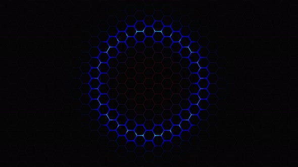 Hexagonal Structure Blue Neon Grid Light