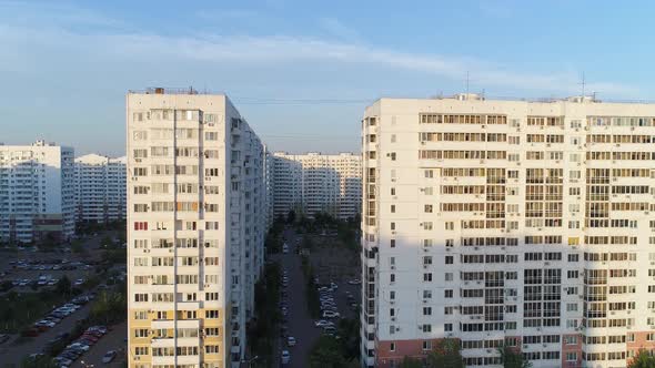 Tall Multistorey Standard Apartment Buildings in the City Block