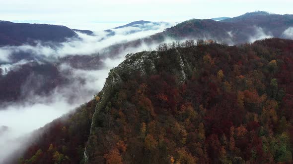 Aerial view of Sivec mountains in Ruzin locality in Slovakia