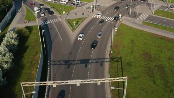 Aerial View of a Car Interchange