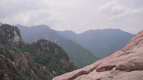 Seoraksan National Park Slow Panning Shot from top of mountain