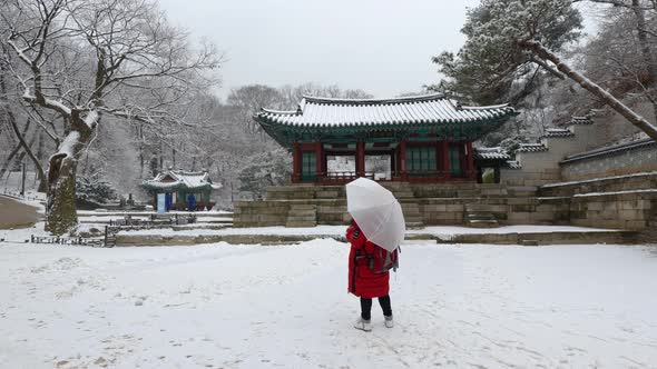 Changdeokgung Palace Secret Garden in winter Seoul  South Korea 