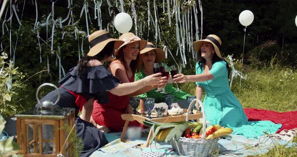 Young Girls Have Fun Celebrating A Birthday, Relaxing And Rejoicing