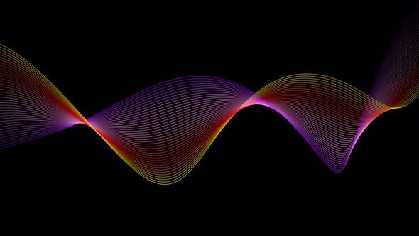 Purple Red Yellow Color Line Wave Animation On Black Background