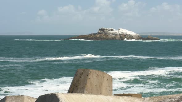 The cold Atlantic from a breakwater on the South African West coast PANNING