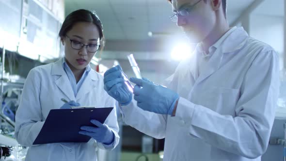 Two Scientists at Work in Laboratory