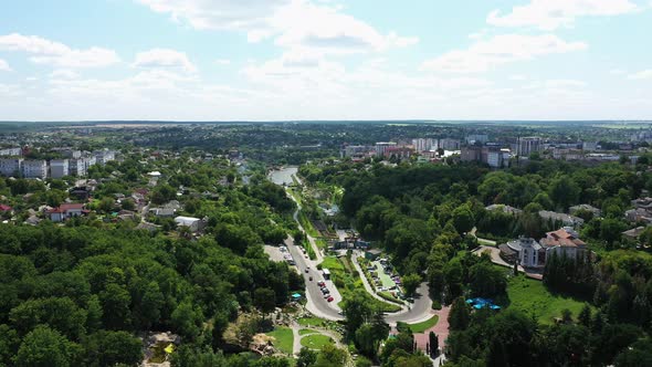 The Residential Area in Uman of Hasidic Pilgrims Aerial Panorama View