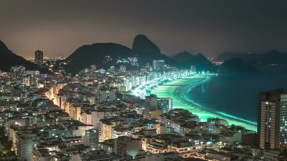 Nighttime time-lapse of Rio de Janeiro from a favela area.