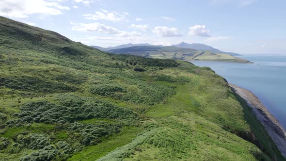 View of the Mountainous Scottish Landscape on the Holy Isle