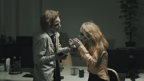 Zombie Man Gifting Present to Zombie Girlfriend / Videohive