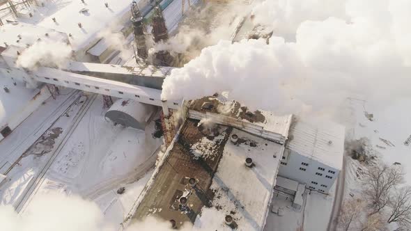 Video From the Air of the Plant and Smoke From the Chimneys