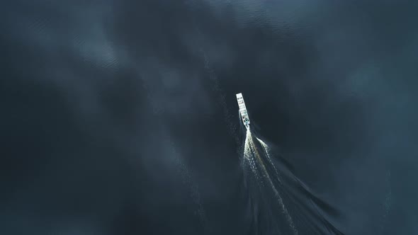 aerial video of a boat sailing on a river in the wetland, Pantanal, Mato Grosso, brazil