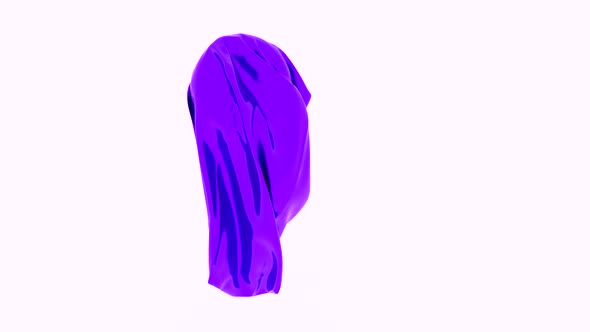 Colored fabric moves on white background