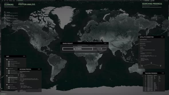 Secret Database. Searching for a Target. Data Points to Jakarta, Indonesia. UI