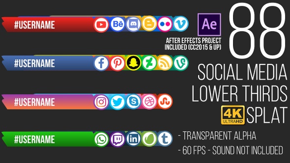 Social Media Lower Thirds Splat 4K (Video)
