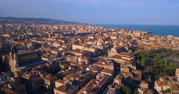 aerial view of Catania city near the main Cathedral