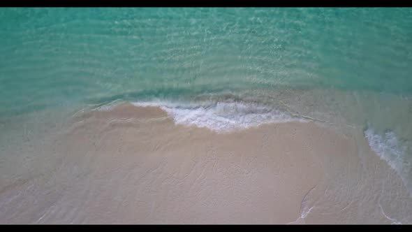 Aerial above tourism of perfect sea view beach lifestyle by blue sea and white sand background of a 