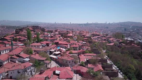 Old Ankara City with aerial drone is a popular attraction. Ankara Turkey.