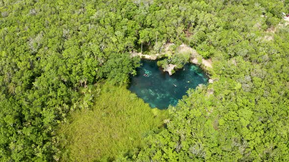 Aerial View of the Beautiful Heart Shaped Cenote