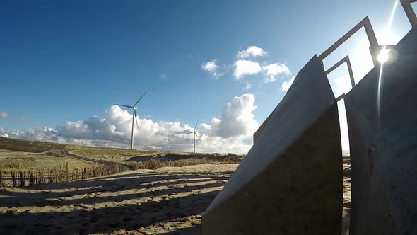 Windmills on the beach