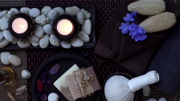 Spa and Wellness Treatment Decorations accessories Inspirations with herbal, sponge scrub, aroma can